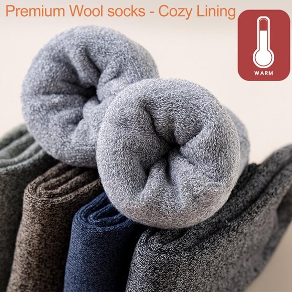 Women 5 Pairs Green,light Grey,Brown,Blue,Grey Warm Winter Cozy Thermal Socks - Picture 4 of 6